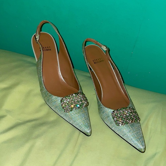 Stuart Weitzman Shoes - Stuart Weitzman Pistachio linen tweed heels